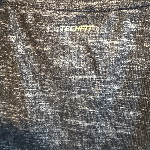 adidas Women's Techfit Heathered Gray Short Sleeve V-Neck Top - Picture 2 of 3